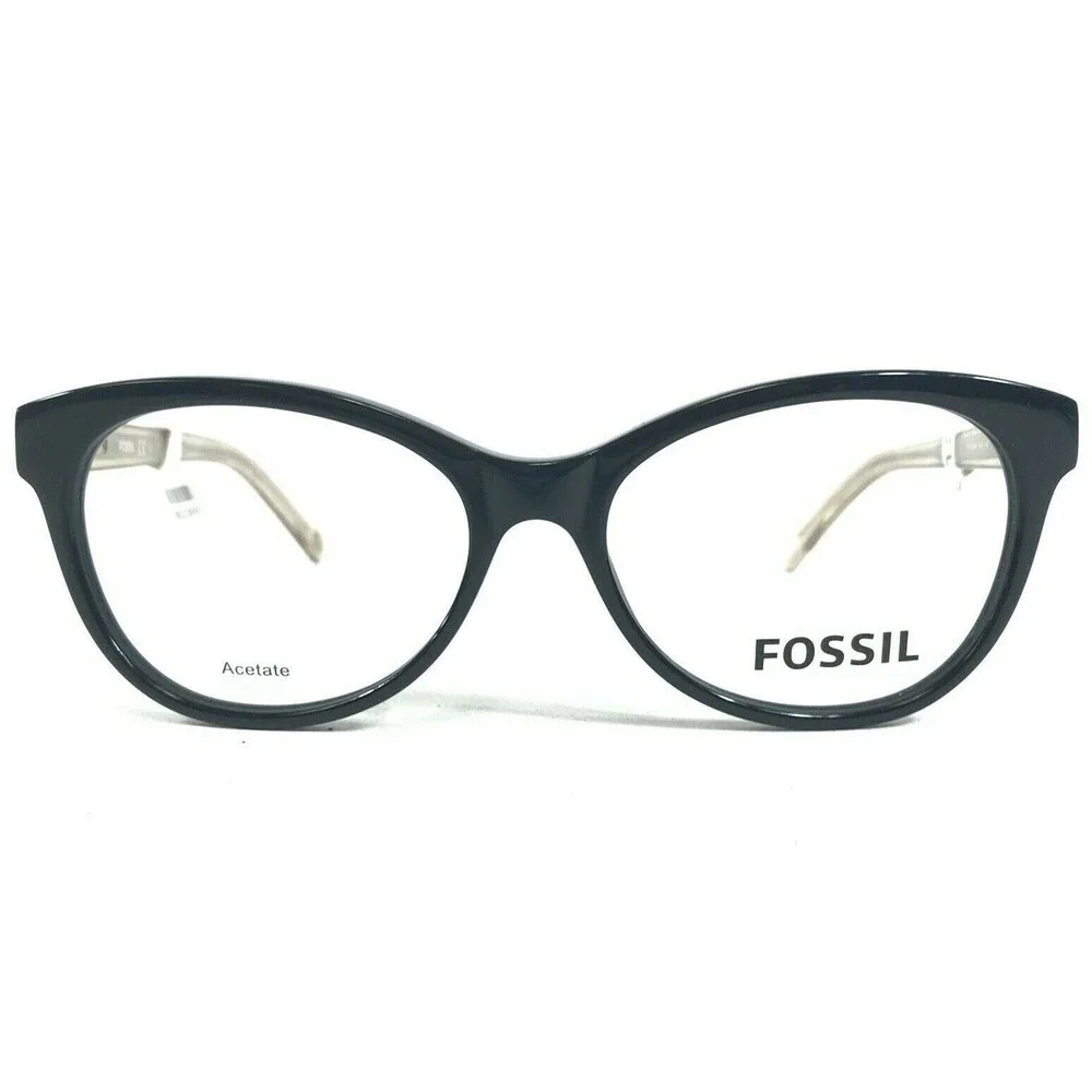 Fossil Eyeglasses Frames FOS6044 HIM Black Round Cat Eye Thick Rim 52-16-140